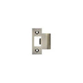 Zoo Hardware Tubular Latch Tongue Strikes in polished brass, designed as a spare part for door hardware. The strike features two visible screw holes and a central opening for the latch.