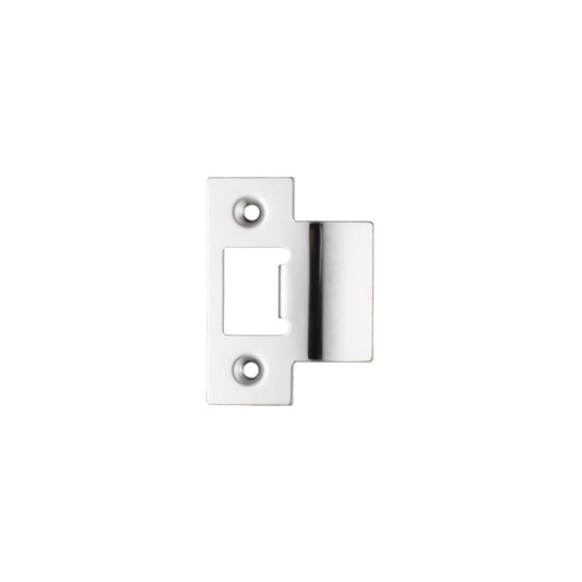 Zoo Hardware Tubular Latch Tongue Strikes in polished brass, designed as a spare component with a rectangular shape and two screw holes for installation. This product is ideal for door hardware applications.
