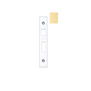 Zoo Hardware Spare Accessory Pack for UK Sash Locks, includes forend, strike plate, and fixing screws, with a white finish and a brass-colored strike plate piece visible.