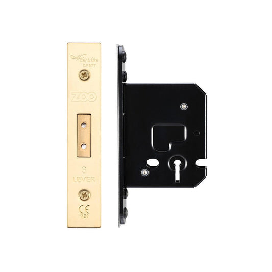 3 Lever Dead Lock 64mm Brass Standard Love Handles uk