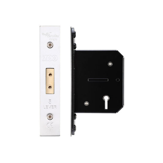 5 Lever Dead Lock 64mm Standard Keyed Satin Stainless Love Handles uk