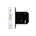 Zoo Hardware 3 Lever Replacement Dead Lock with a silver finish on the exterior faceplate and a black interior backing. The lock features three levers and is designed for secure door locking.