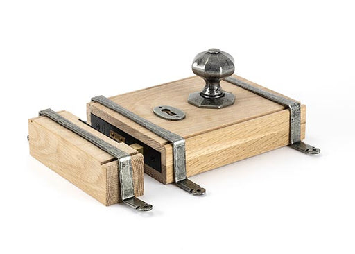 Pewter Oak Box Lock & Octagonal Knob Set.