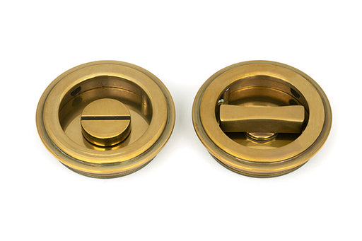 Aged Brass  Art Deco Round Pull - Privacy Set.
