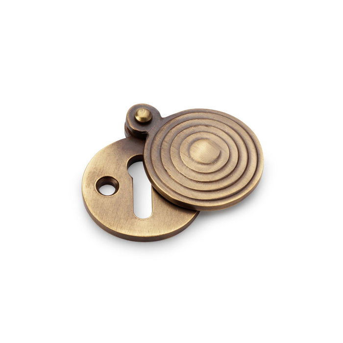Alexander & Wilks Standard Key Profile Round Escutcheon with Christoph Design Cover - Antique Brass