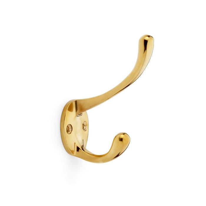 AW Victorian Hat and Coat Hook - Polished Brass Unlacquered