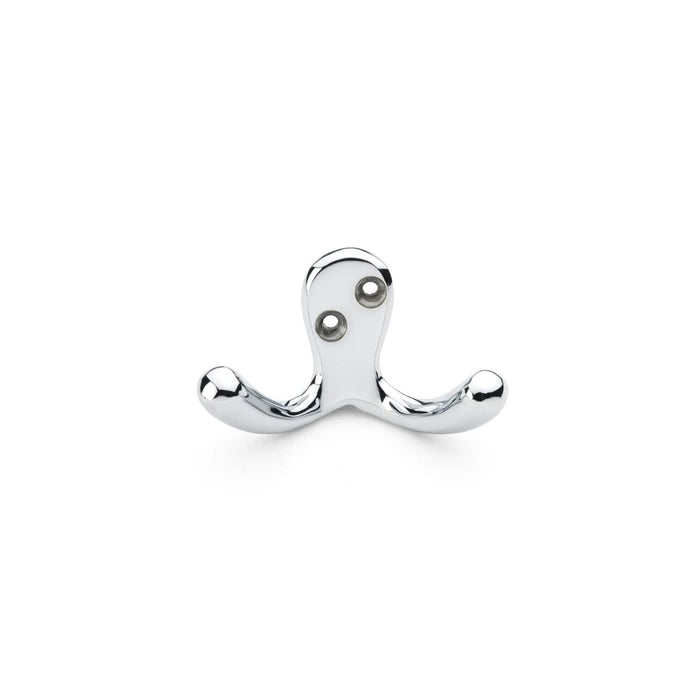 AW - Victorian Double Robe Hook - Polished Chrome