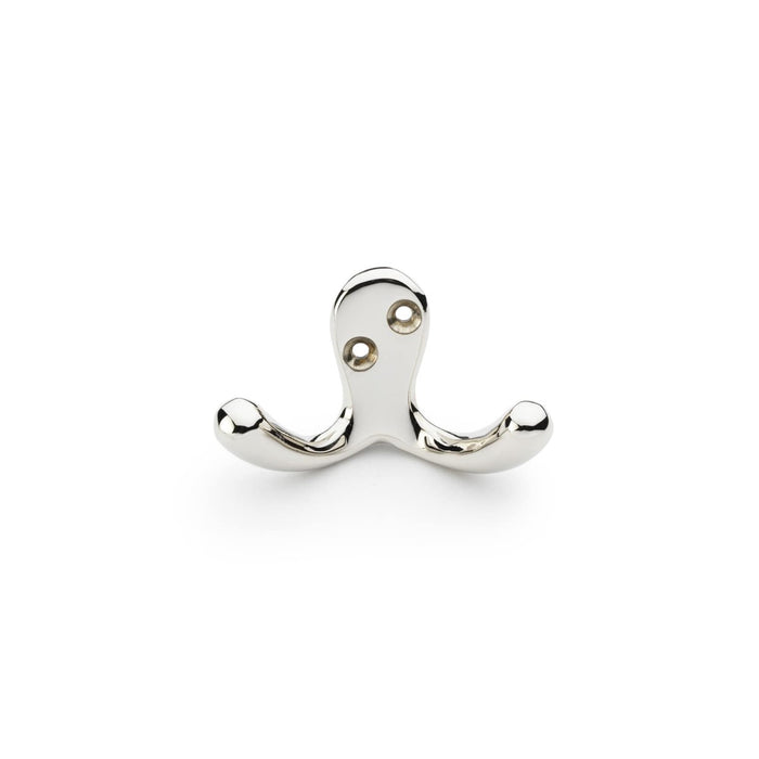 AW - Victorian Double Robe Hook - Polished Nickel