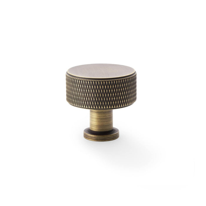 AW -  Lucia Knurled Cupboard Knob - Antique Brass - 35mm
