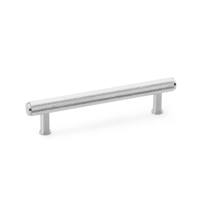 AW - Crispin Dual Finish Knurled T-bar Cupboard Handles Handle - Polished and Satin Chrome - Centres 128mm